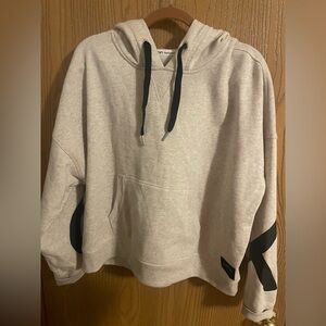 NWOT Calvin Klein Performance Cream Hoodie with Black Drawstring CK Sleeves